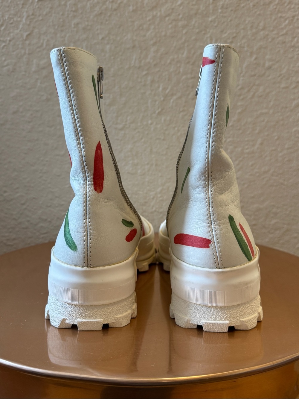 Camper White Leather Ankle Boot with Red & Green - Picture 6 of 12
